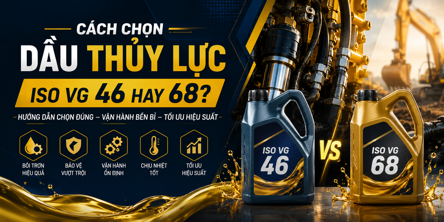 Cách chọn dầu thủy lực ISO VG 46 hay ISO VG 68? Hướng dẫn chi tiết từ A-Z